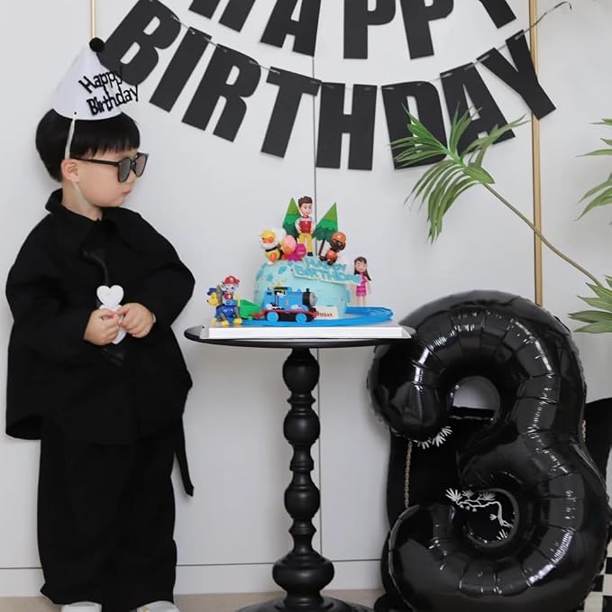 40 inch Black 6 Number Balloon Giant Foil Helium Balloons Black Large Digital - Image 5