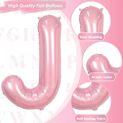 Pastel Pink Balloon Letter J, Large Mylar Alphabet J Custom Balloon Letter - Image 9