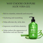 Aloderma 99% Organic Aloe Vera Gel Made within 12 Hours of Harvest - Pump Bottle - Lightweight Aloe Gel for Face and Body, Soothing and Hydrating Sunburn Relief, Great for Scalp & Hair, 3btls x 10.6oz