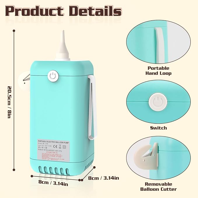AXHJ Balloon Pump Electric Air Pumps, 2-in-1 Electric Air Balloon Pump，Balloon - Image 2