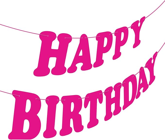 Pink Happy Birthday Banner Sign Happy Birthday Bunting Banner Flag Garland by Hxezoc