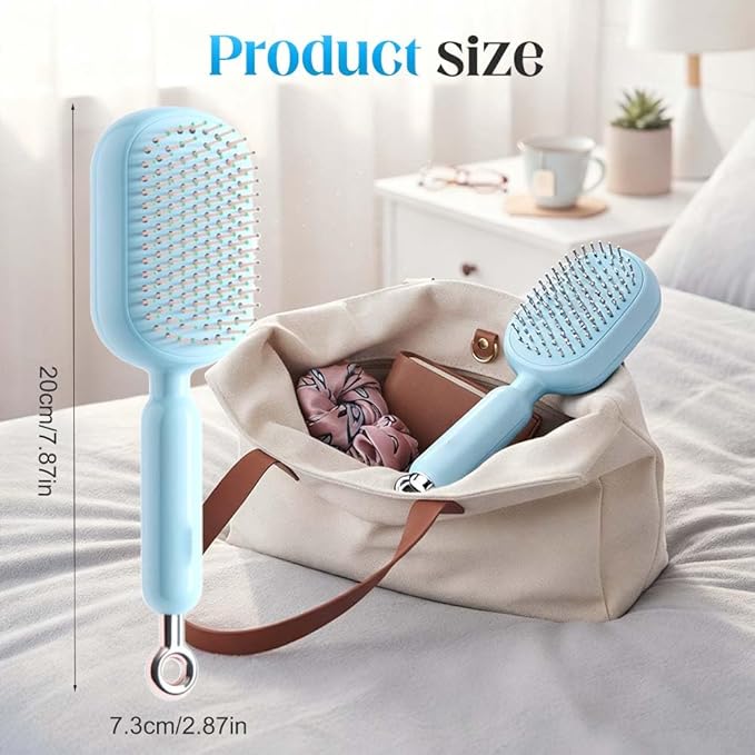 Retractable Cushion Massage Comb, 2026 New Self Cleaning Hair Brush, Anti Static Self Cleaning Hair Brush for Women Men (Pink#2Pcs)