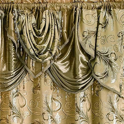 GLORY RUGS Jacquard Luxury Window 2 Panel Set Taupe Curtain - Image 5