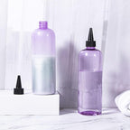 driew Applicator Bottles for Hair, 16.9oz Hair Squeeze Bottle for liquids Twist-On Top Tip Cap with Ratio Graduated Scale Color Applicator Bottle Dye Pack of 2 (16.9oz Clear Purple)