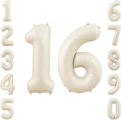 Cream Number 16 Balloon 40 Inch, Foil Numeral by Unknown