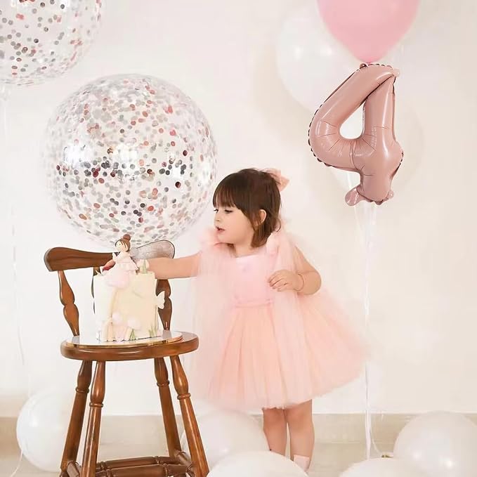 TONIFUL Number Balloon 16 Inch 10Pcs Light Pink 0-9 Birthday Number Ballons | - Image 3