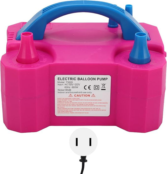 600W Electric Air Balloon Pump Rose Red Dual Nozzle Automatic and Manual by Klanata