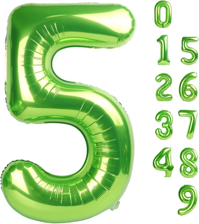 5 Balloon Number 40 Inch Light Green Balloons by Mluchee
