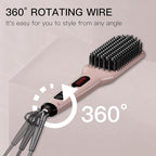 MEGAWISE Pro Ceramic Ionic Hair Straightener Brush for Home Salon | MCH Fast 20s Heating Tech with Auto-Off Safety | Anti-Scald with Universal Dual Voltage | Rotatable Power Cord