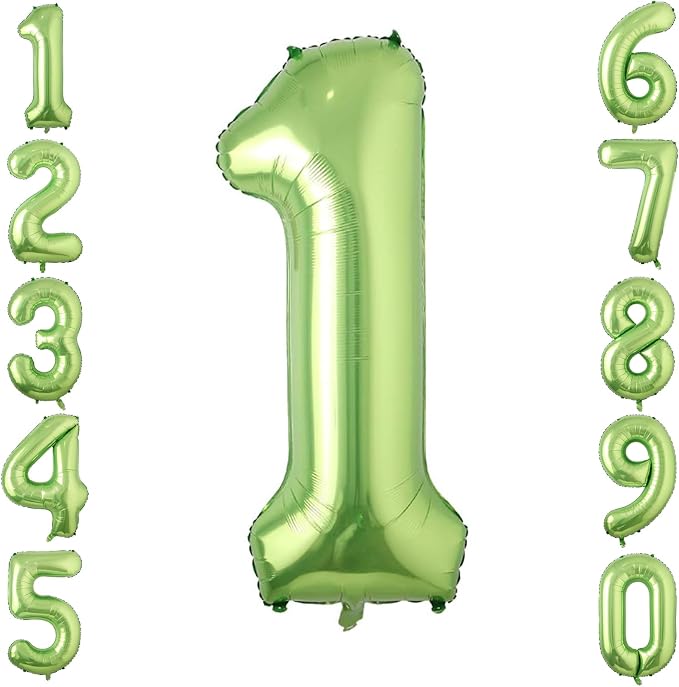 Light Green Number 1 Balloon 40 Inch, Shiny Foil Numeral Party Supplies | by Unknown