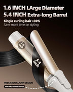 Large Hair Curling Wand, 1.6 Inch Big Barrel Curling Iron, 43 Million Ionic Ceramic Curler with 3 Temp, Auto Shut-Off, Long Barrel Curling Wand for Long Hair, Dual Voltage, White