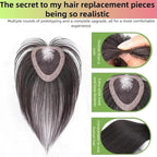 Anemone No Clips Human Hair Topper Piece Fringe Bangs for Women Wrap-Around Magic Paste with Invisible Lace for Natural Hair Loss Coverage (Dark Brown Lace Mid Bangs)