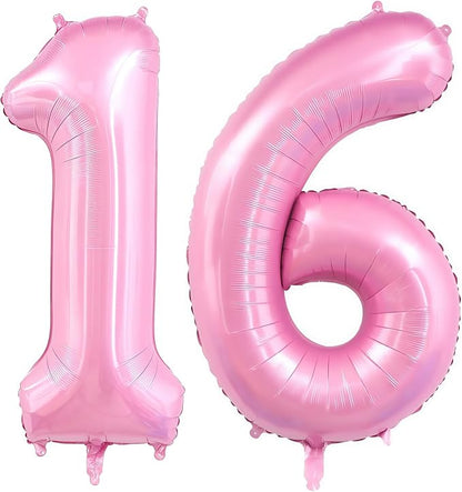 Pastel Pink 16 Balloon Number, 40 Inch Light Pink 16 Balloons Large Helium Foil by BBPOOL