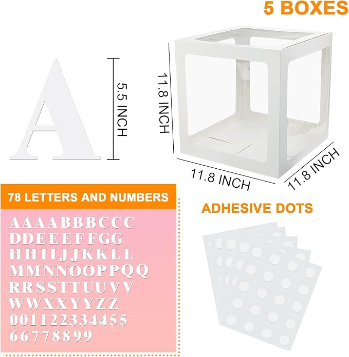 Transparent Balloon Boxes, Letters & Numbers - Image 2