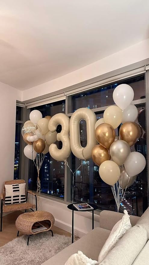 Number 30 Balloons 40 Inch for 30th Birthday Party Decorations, Cream | Jumbo - Image 4
