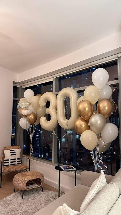 Number 30 Balloons 40 Inch for 30th Birthday Party Decorations, Cream | Jumbo - Image 4