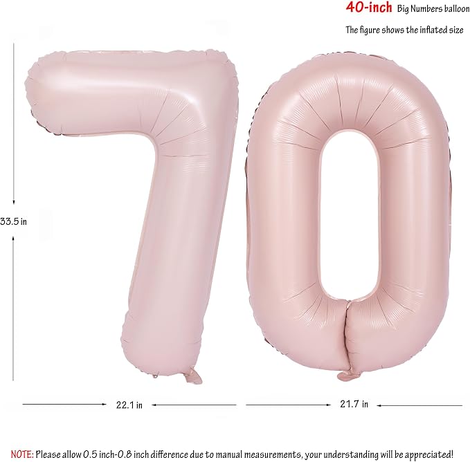 40 In Matte Pink Number Balloons Helium Foil Mylar Balloon Digital 70 | Suitable - Image 2