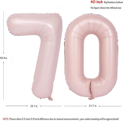 40 In Matte Pink Number Balloons Helium Foil Mylar Balloon Digital 70 | Suitable - Image 2