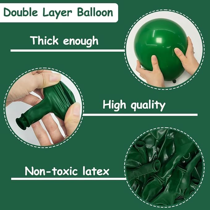 Dark Emerald Green Balloons Different Sizes Latex Double Stuffed Forest Hunter - Image 4