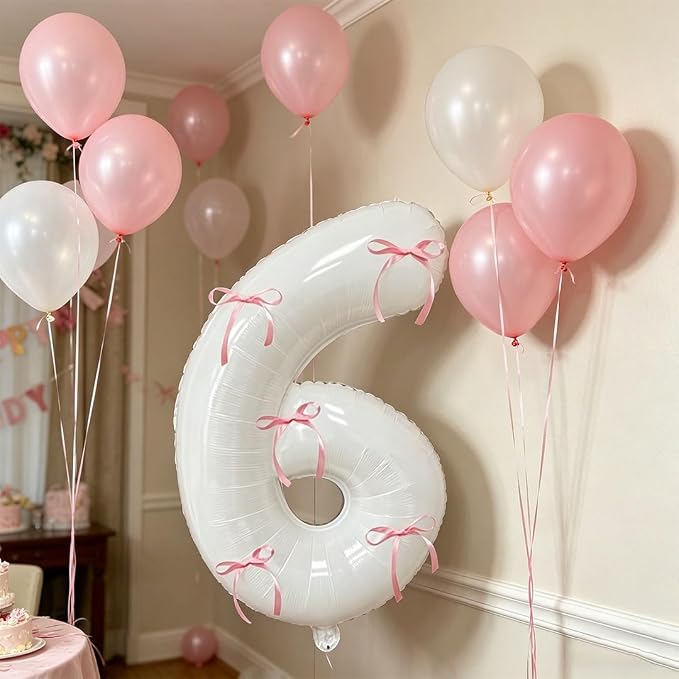 32 Inch White Number Foil Balloon - Image 2