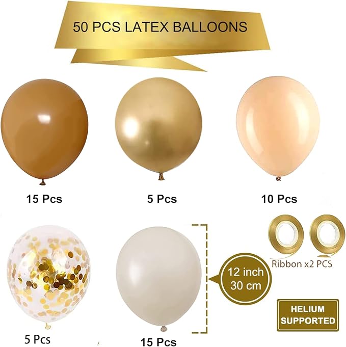 Brown Sand White Neutral Balloons - Image 6