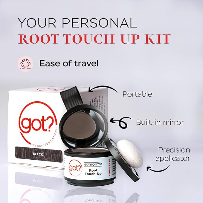 Got? Roots - Root Touch Up Hair Color, Brow, Beard, Hairline & Bald Spot Concealing Powder - Gray Root Coverage for Women & Men - 0.14 OZ Tub (Light Brown, Pack of 2)