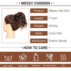 HMD Tousled Updo Messy Bun Hairpiece Hair Extension Ponytail with Elastic Rubber Band Updo Ponytail Hairpiece Synthetic Hair Extensions Scrunchies Ponytail Hairpieces for Women