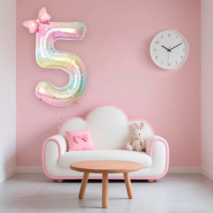 Number 5 40 Inch Rainbow Star Gradient Giant Number Balloon & Mini Bow Balloon - Image 4