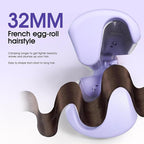 Beach Wave Curling Iron Deep Waver Hair Tool, Mermaid Hair Waver for Women Crimper, Anti-Scald, Dual Voltage, 1.4 Inch Ceramic Double Barrel Wavy Curling Iron, Purple