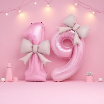 Bow Pink 9 Balloons, 40 Inch Giant Pink Bow Helium Foil Number 9 - Image 6