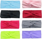 DRESHOW 8 Pack Headbands for Women Yoga Knotted Headbands Elastic Criss Cross Hair Accessories Sports Head Wrap Non Slip