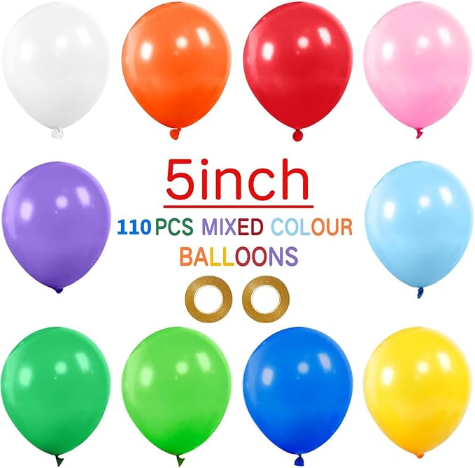 110Pcs 5 Inch Balloon Assorted Colors, Mini Latex Small Balloon, 5 Inch Latex - Image 2