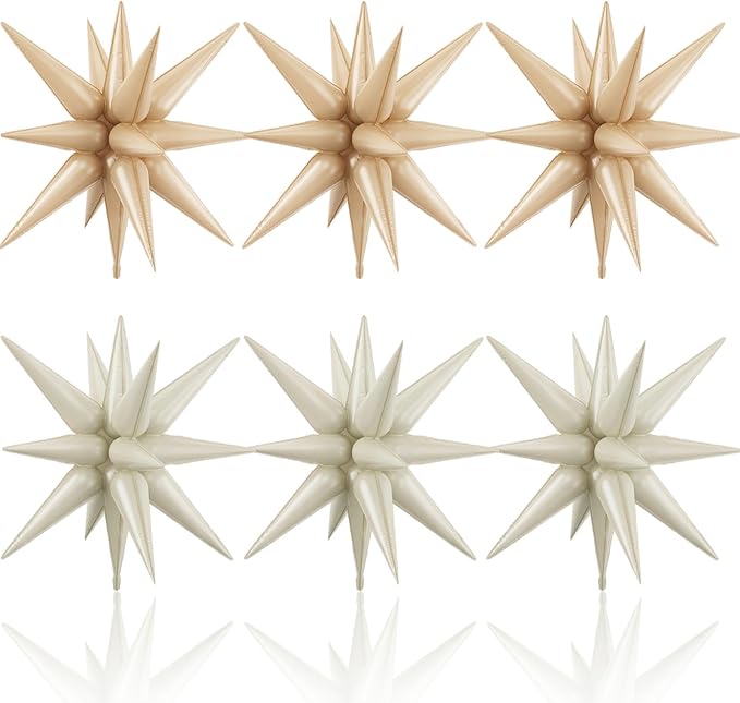 HILAVO 6PCS Star Balloons, 22Inch Large Cream Caramel Star Balloon Foil by HILAVO