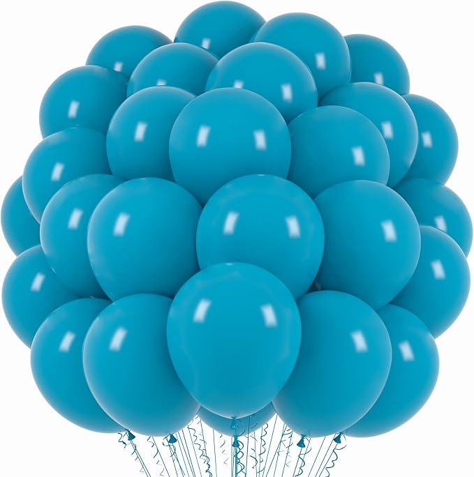 Voircoloria 66pcs Peacock Blue Teal Blue Latex Party Balloons, 12inch | by Voircoloria
