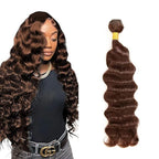 Brown Human Hair Bundles Color 4 Deep Wave Bundles 22 Inch Unprocessed Brazilian Virgin Remy Hair Extensions Niegmeag Double Weft Real Brown Hair Weave