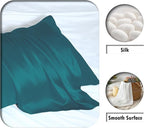 Silk Pillow Cases 2 Pack Soft Breathable and Sliky Standard Size Pillow Cases Set of 2,Natural Mulberry Satin Silk Pillowcase with Hidden Zipper for Hair and Skin (Teal,20"X 26",2pcs)