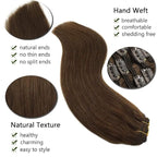 GOO GOO Clip in Hair Extensions Real Human Hair, Remy Human Hair Extensions Clip ins for Women, Natural Human Hair, 26inch 135g 7Pcs, 4A Chocolate Brown