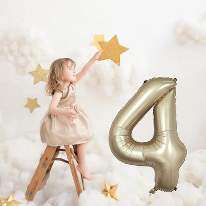 Metallic Gold Number 4 Balloons, 40 In Large Champagne Number 4 Mylar Foil - Image 4