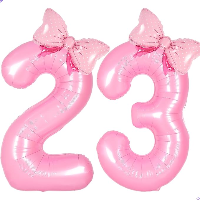 Pink Bow Birthday Decorations 23 32 Balloon Numbers by Unknown