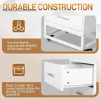 Winado Beauty Salon Trolley Cart, Rolling Hair Cart with Lockable Wheels, 2 Drawers, 3 Tool Holders, Mobile Makeup Organizer Station Cabinet for Hair Stylist Beauty Spa Barbershop, White