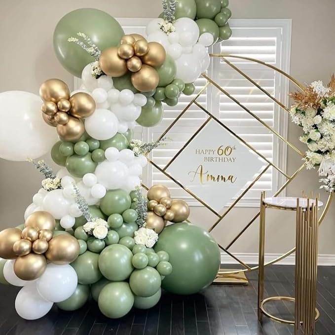 Sage Green White Gold Balloon Arch Kit, Engagements, Anniversary Decorations - Image 3