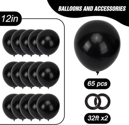 RUBFAC Black Balloons, Party Balloon 12 Inch - Image 2