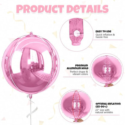 22 Inch Pink Foil Balloons, Baby Pink Balloon - Image 8