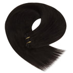 YoungSee Human Hair Sew in Extensions Darkest Brown Hand Tied Weft Hair Extensions Human Hair Dark Brown Sew in Hair Extensions Short Straight Hair 14Inch 70G