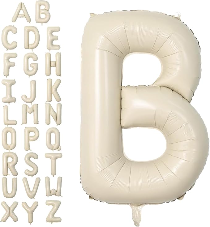 Cream B Letter Balloons, 40 Inch Letter B Balloon Beige, Helium Custom Letter by Dagelar