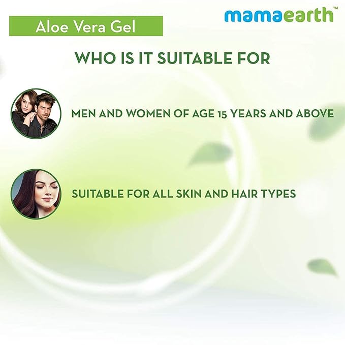 Mamaearth Aloe Vera Gel for Skin & Hair | Hydrates Dry Skin & Scalp | Reduces Sunburn & Wrinkles | Deep Nourishment for All Skin & Hair Types | 10.14 Fl Oz/300ml