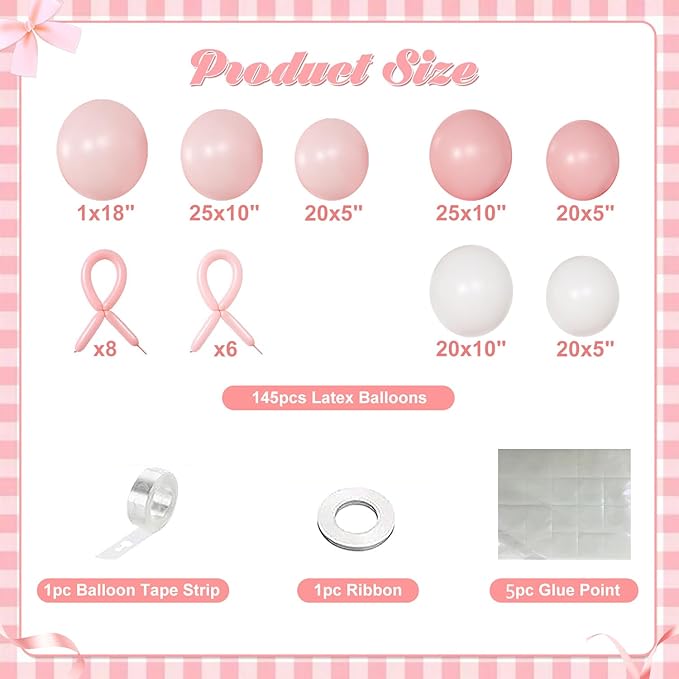 Pink Balloon Arch Kit, Different Sizes - Image 6