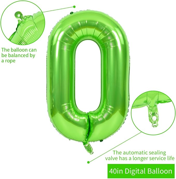 TONIFUL 40 Inch Green Number 40 Balloon Large Foil 40th Birthday Decoration | - Image 2
