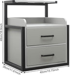 Suspended Salon Station for Hair Stylist, Wall Mounted Styling Salon Station Storage Cabinet w/2*Drawers &Hair Dryer Stand,Floating Nightstand Stylist Storage Cabinet for Home (Black+Gray)