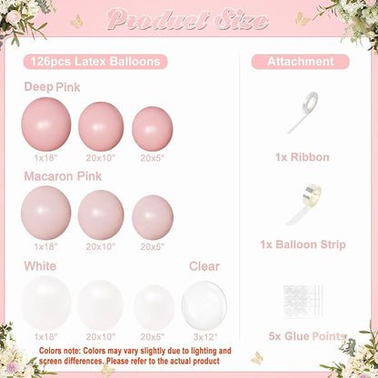 Light Pink Balloon Arch Kit, Baby Pink White Balloon Garland Kit | 126Pcs - Image 4
